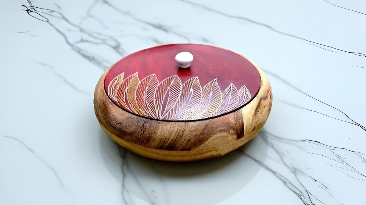 wooden red color chapati box for home kitchen/ gift item